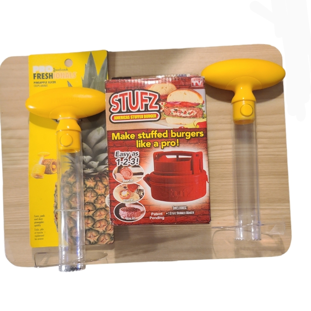 NEW Stufz Burger Maker & 2 Pineapple Slicers